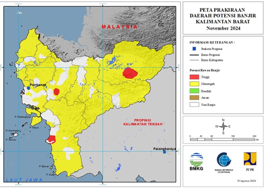 PRAKIRAAN DAERAH POTENSI BANJIR KALIMANTAN BARAT  NOVEMBER 2024